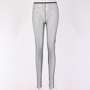 Crystal Diamond Mesh Women Sexy Pants, Size-Small, Color-Black
